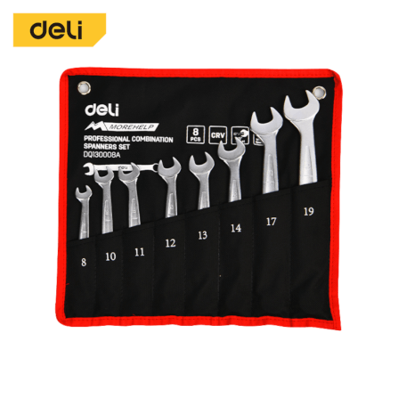 ประแจแหวนข้างปากตาย DELI EDQ130008A-SL-01 8ชิ้น สีเงิน_0